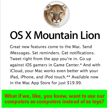 OS X Mt. Lion is stupid!