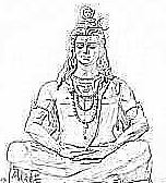 line drawing of Shiva meditating