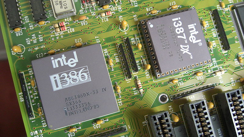 Photo of an Intel 387 math coprocessor