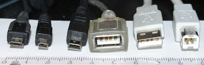 Photo of various USB connectors
