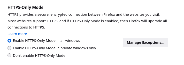 Firefox HTTPS mode
